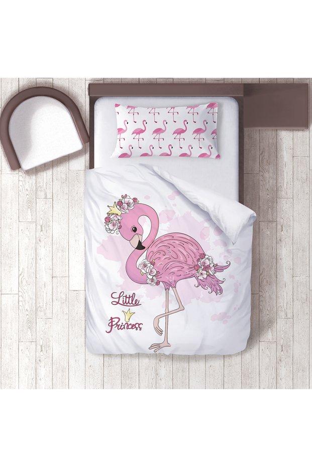 Children's Room Cotton Lu Duvet Cover Set Bed Sheet Sız Flamingo No.00048