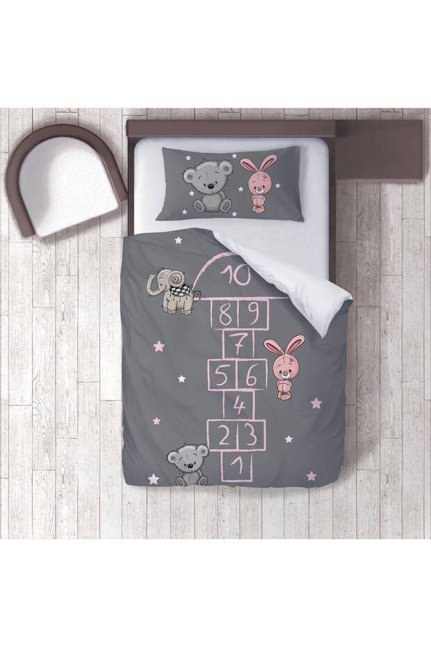 Children's Room Cotton Lu Duvet Cover Set Bed Sheet Sız Hayvanlar No.00316