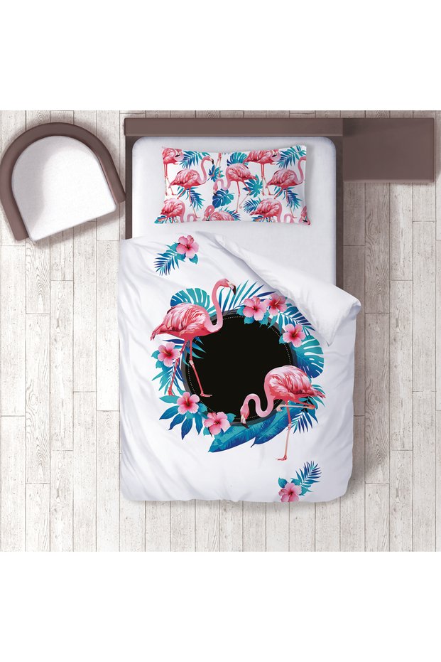 Children's Room Cotton Lu Duvet Cover Set Bed Sheet Sız Flamingos No.00047