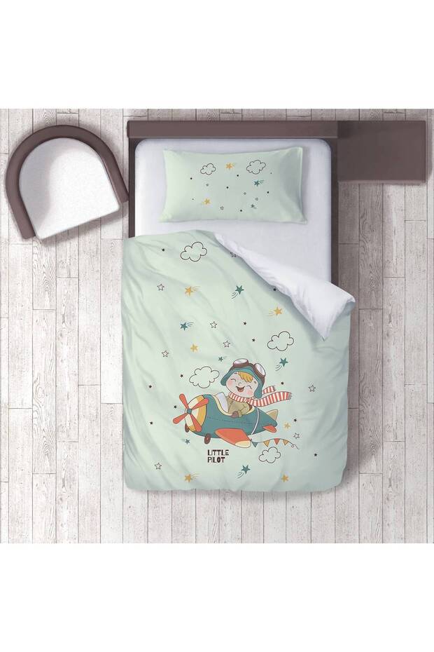 Children's Room Cotton Lu Duvet Cover Set Bed Sheet Sız Küçük Pilot, Airplane