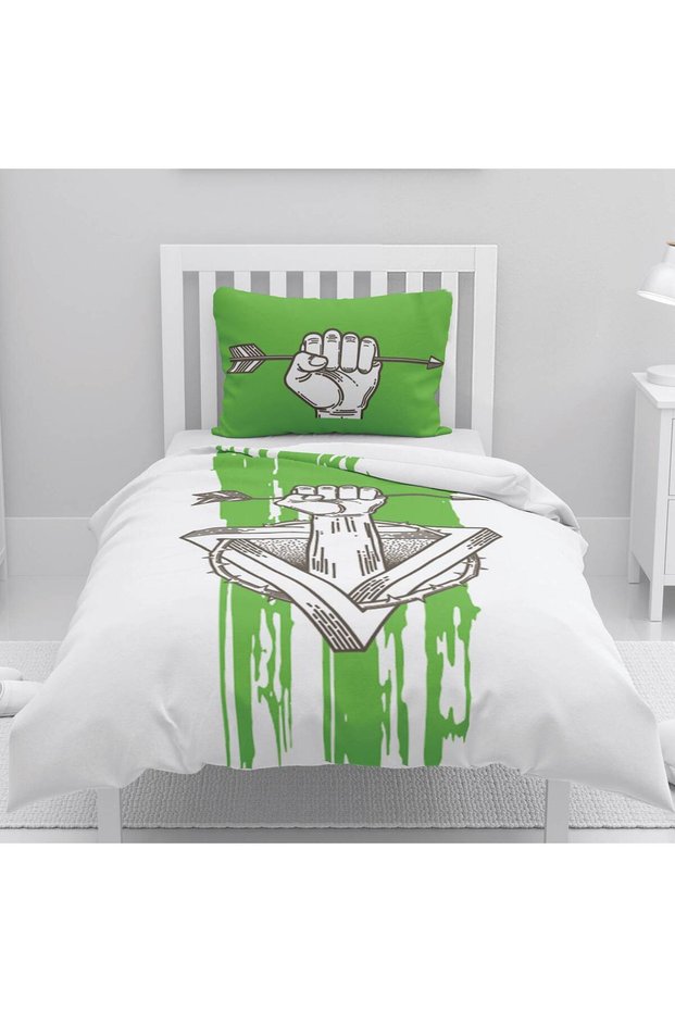 Children's Room Cotton Lu Duvet Cover Set Bed Sheet Sız Punch and Arrow Symbol