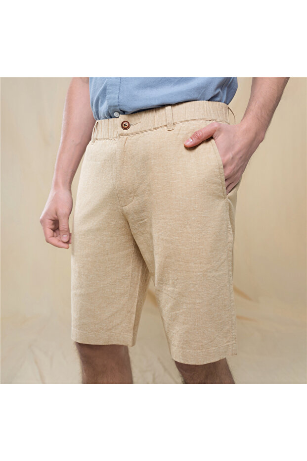 Men's Slim Linen Cotton Bermuda Shorts