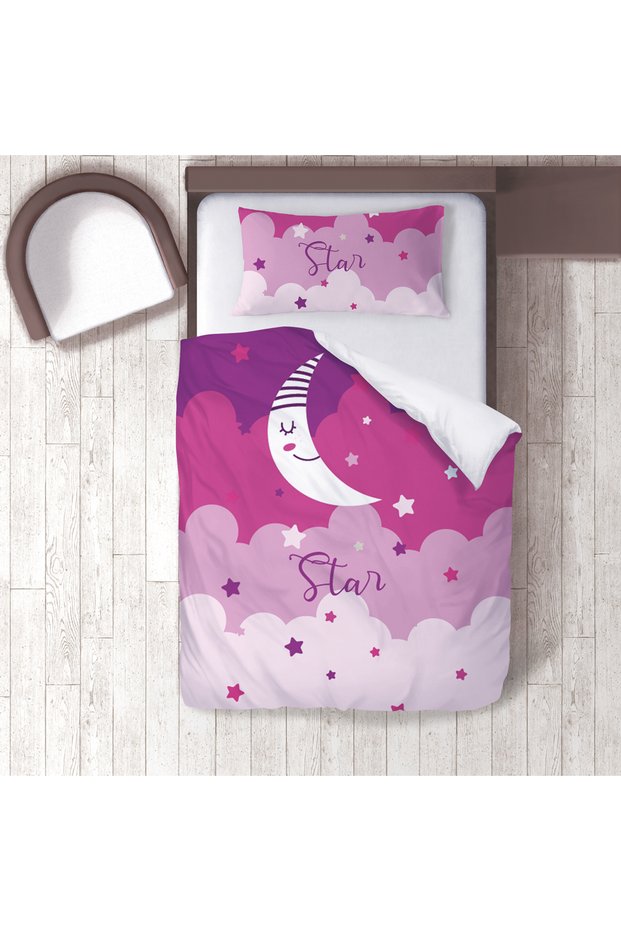 Children's Room Cotton Lu Duvet Cover Set Bed Sheet Sız Ay Ve Yıldızlar No.00191