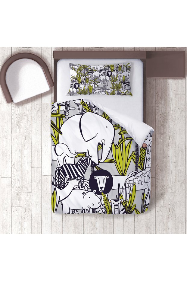 Children's Room Cotton Lu Duvet Cover Set Bed Sheet Sız Orman Hayvanları No.00256