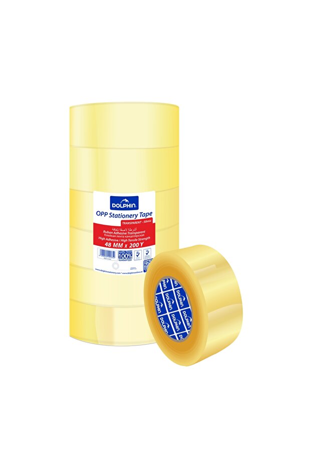 Clear Packing Tape 48mm x 200Y – Strong Heavy Duty Packaging Tape for Sealing Cartons, - 6 Roll