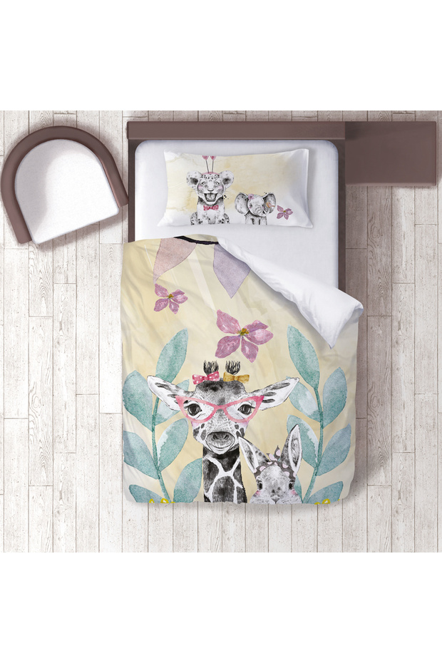 Children's Room Cotton Lu Duvet Cover Set Bed Sheet Sız Orman Hayvanları No.00132