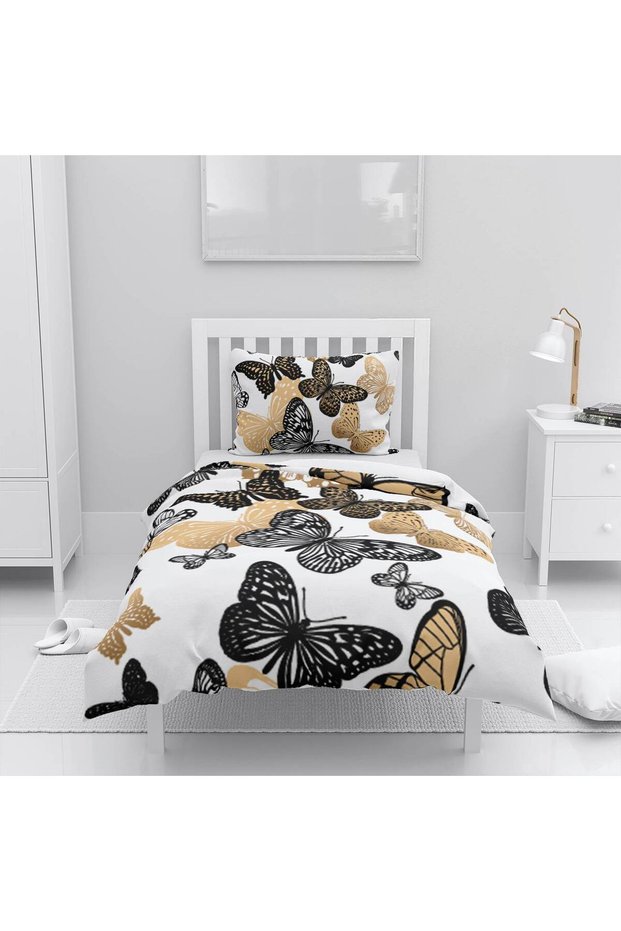 Children's Room Cotton Lu Duvet Cover Set Bed Sheet Sız Kelebekler No.55085