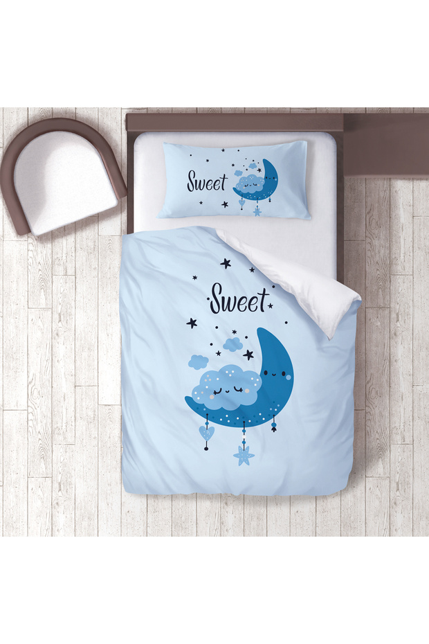 Children's Room Cotton Lu Duvet Cover Set Bed Sheet Sız Ay and Clouds