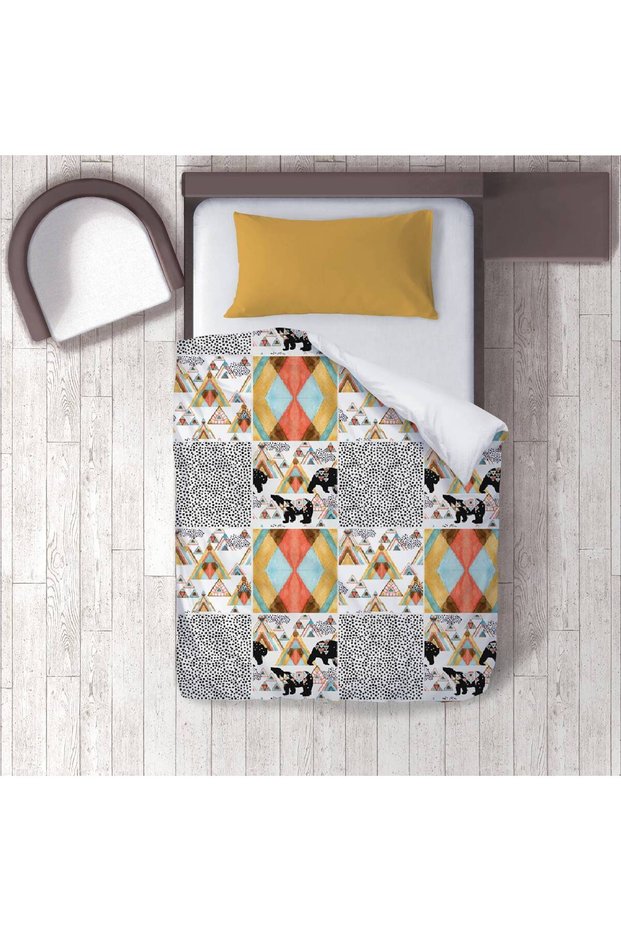 Children's Room Cotton Lu Duvet Cover Set Bed Sheet Sız Bears, Tents, Forest Tem