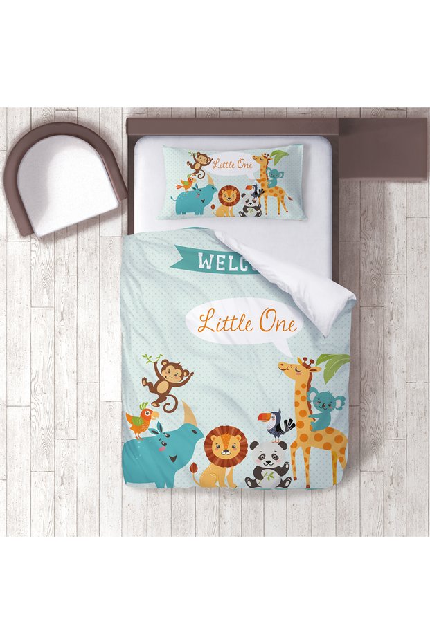 Children's Room Cotton Lu Duvet Cover Set Bed Sheet Sız Orman Hayvanları No.00021