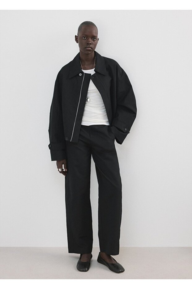 Fermuarlı keten ceket - 2