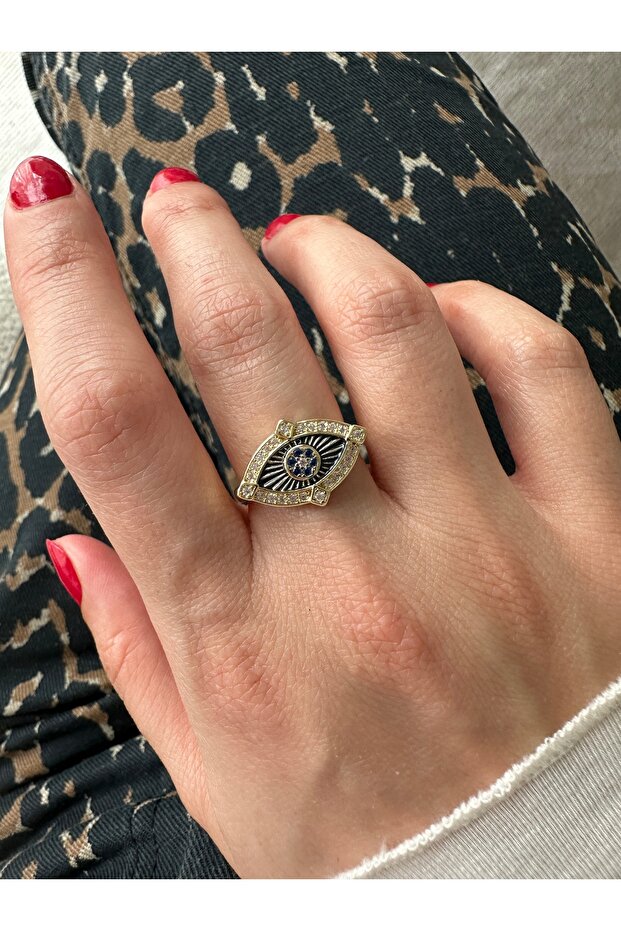 خاتم العين الأسود المزين بالزهور - 4