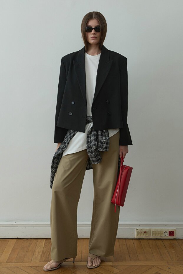 Black Ash Double-Breasted Blazer Jacket - 2