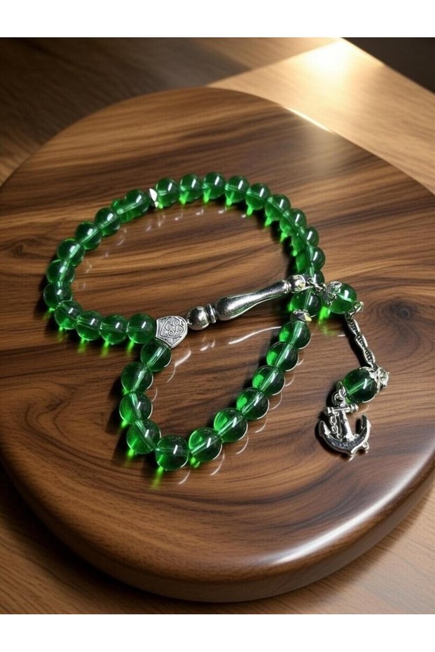 Handcrafted Natural Oltu Stone Sphere Cut 9/10 mm Green Prayer Beads