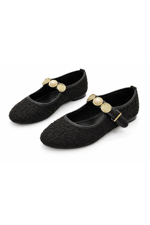 Günlük Belt Piece Buckle Women's Ballet Flats