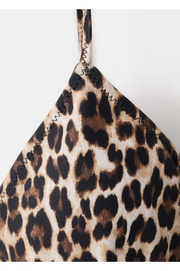 Leopar desenli üçgen bikini üstü - 7