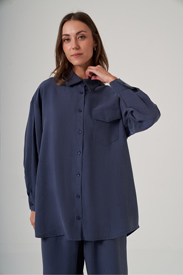 1063 Basic Gömlek Takım – İndigo - 2