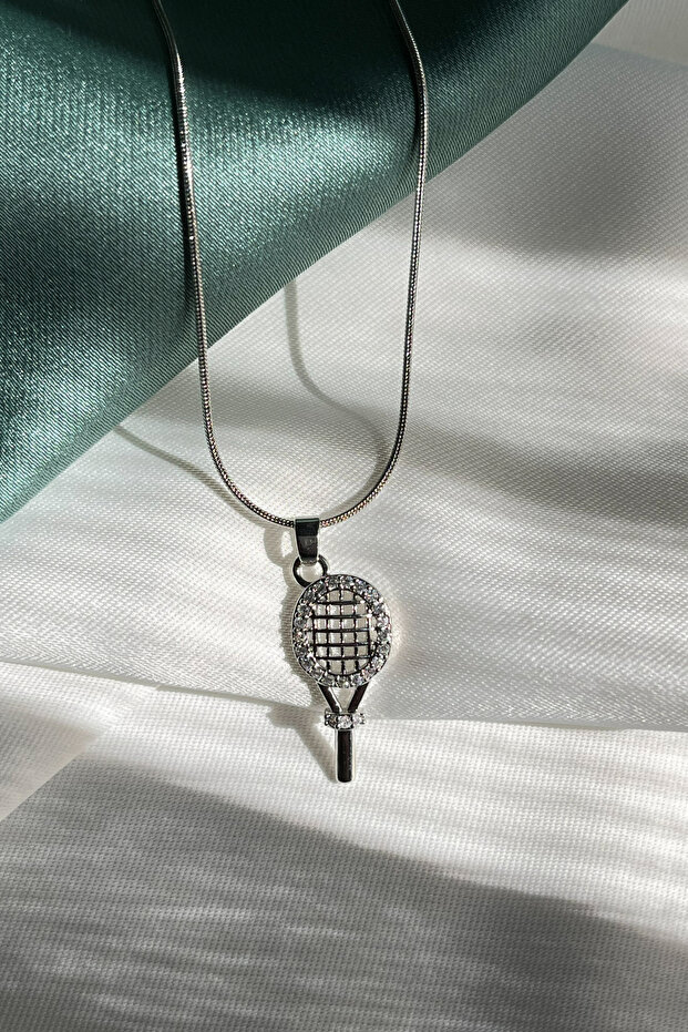 Steel Necklace with Racket Figure