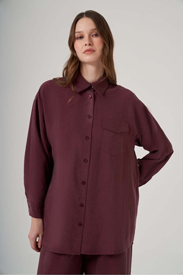 1063 Basic Gömlek Takım – Mürdüm - 2