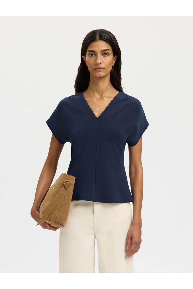 Oberteil mit V-Ausschnitt Gerüscht - 1