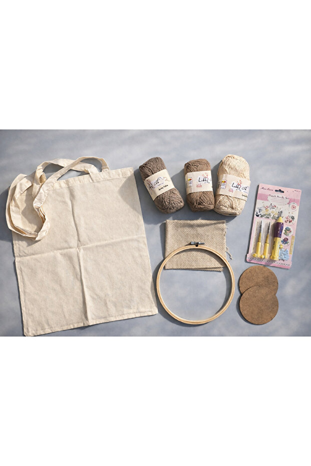 FABRICWORKS Punch Needle DIY Kit – Tote Bag & Coaster Embroidery Set with Yarn, Hoop & Tools