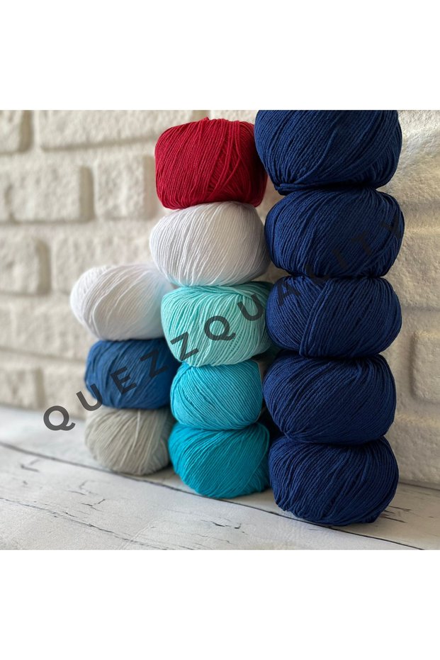 Jeans Knitting Yarn Set, 13 Pieces of Knitting Yarn, Square Motif Cardigan Knitting Set