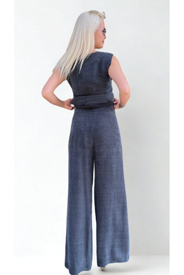 SİMLİ CUPRA KUMAŞ BLUZ - 5