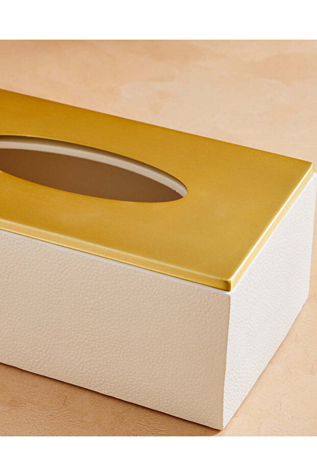 غطاء علبة مناديل ورقية بلون أبيض مائل ذو ملمس بارز - 4