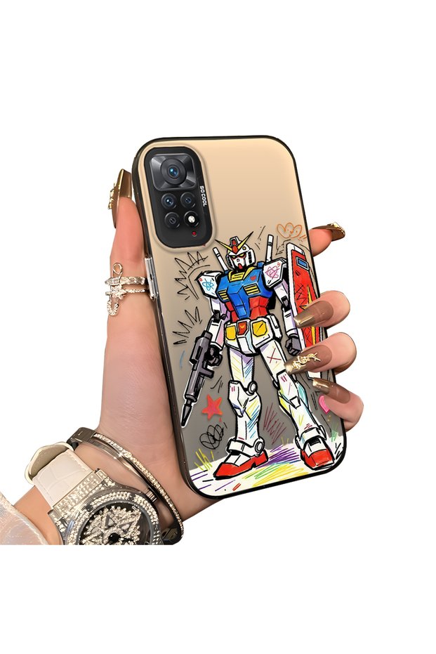 Xiaomi Redmi Note 12 Pro 4g Compatible Hard Acrylic Back Silicone Edge Lens Protection Mechanical Robot Pattern Case