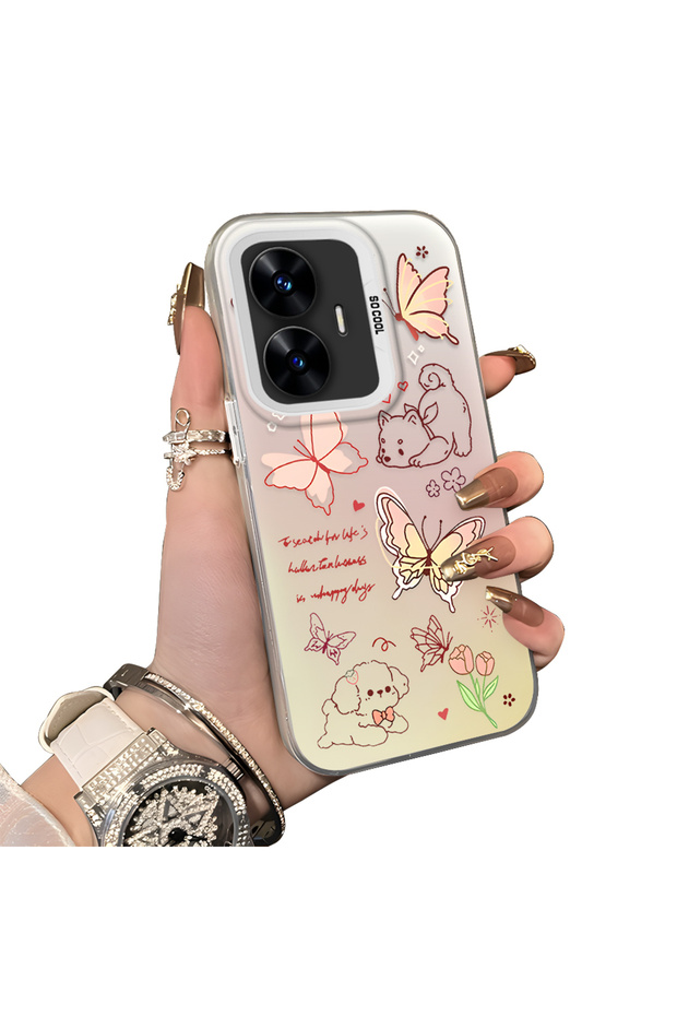 Realme C55 Compatible Hard Acrylic Back Silicone Edge Lens Protection Stylish Print Case