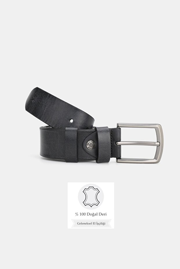Men's Black Genuine Leather Leather cm Sports Pants Belt