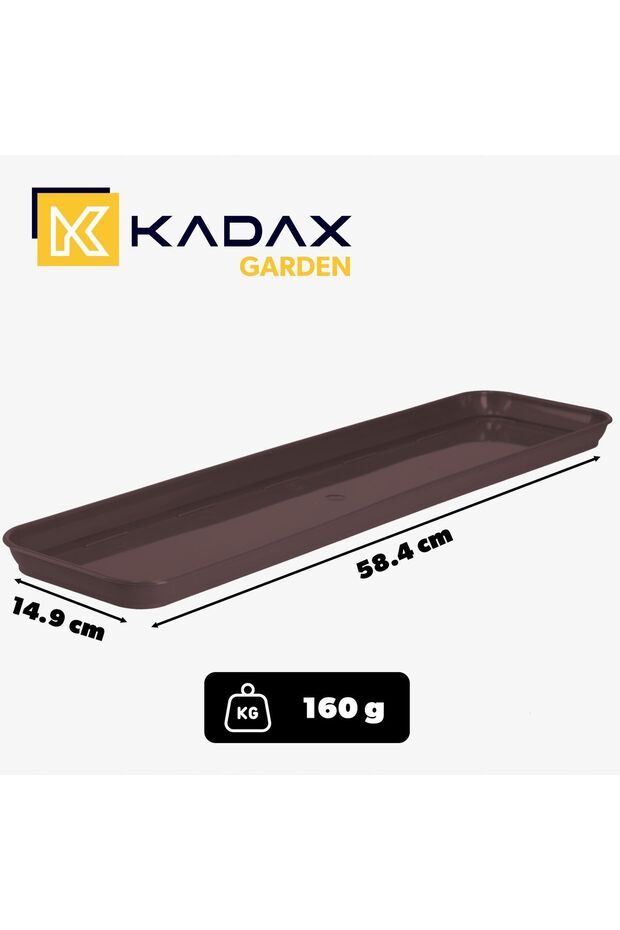 Flowerpot Stand 60cm Rectangular Plastic Tray Brown - 3