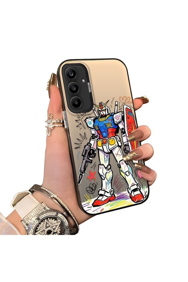Samsung Galaxy A25 Compatible Hard Acrylic Back Silicone Edge Lens Protection Mechanical Robot Pattern Case