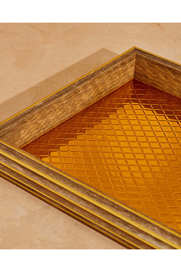 Brown Rectangle Serving Tray With Acrylic Lid - 3
