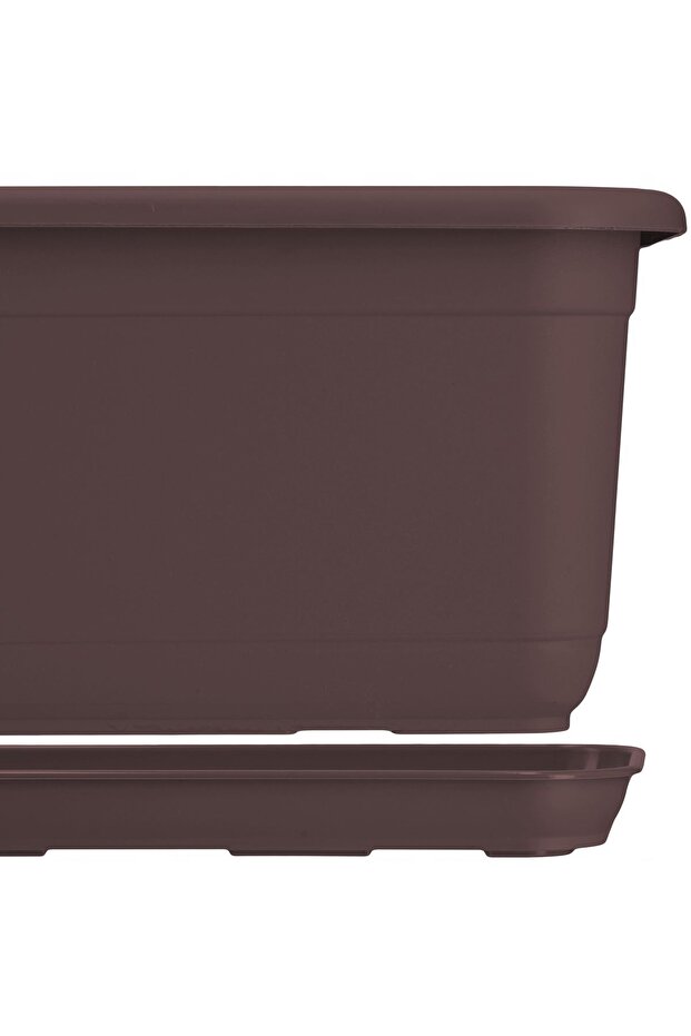 Flowerpot Stand 60cm Rectangular Plastic Tray Brown - 8