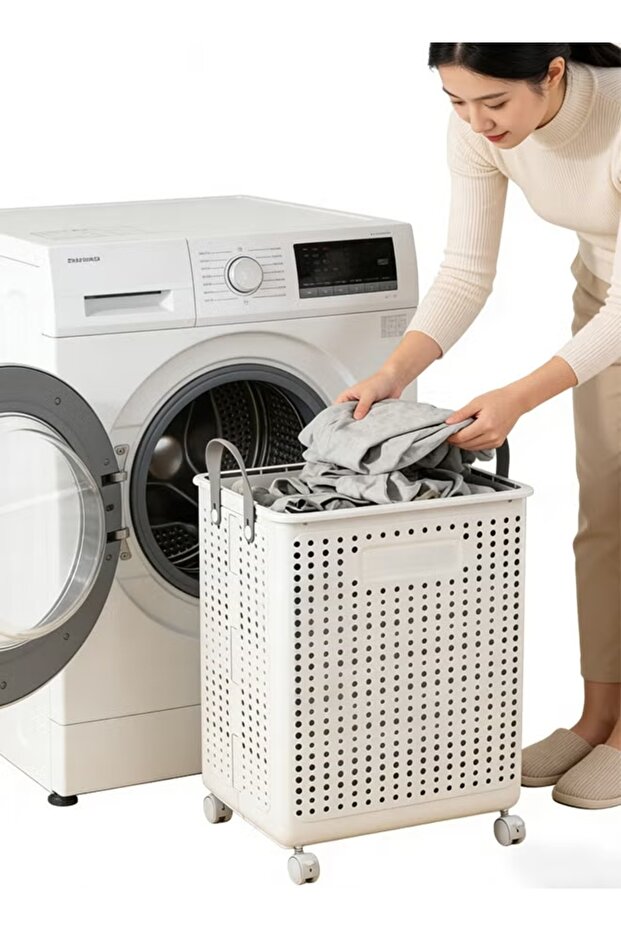 سلة غسيل بعجلات، صندوق غسيل قابل للطي، سلة غسيل كبيرة السعة - 9
