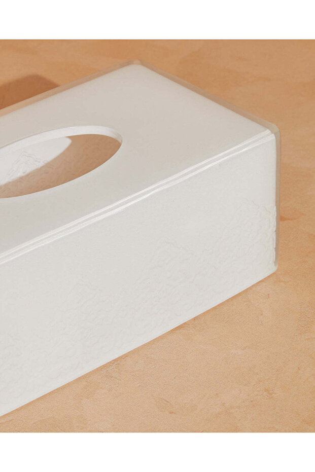 غطاء علبة مناديل ورقية مستطيل كلاسيكي أبيض - 4