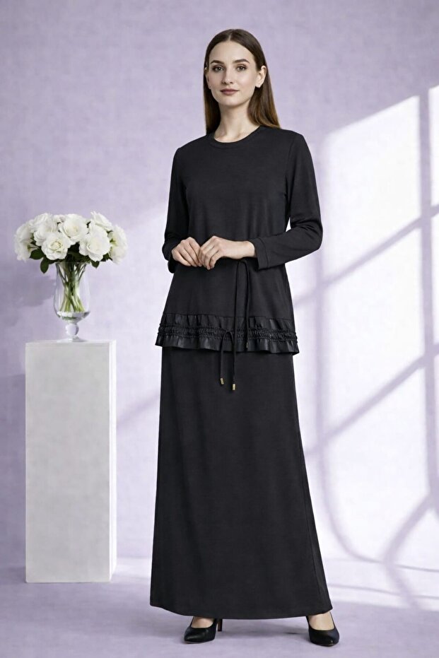 26439 Parachute Detailed Skirt Suit