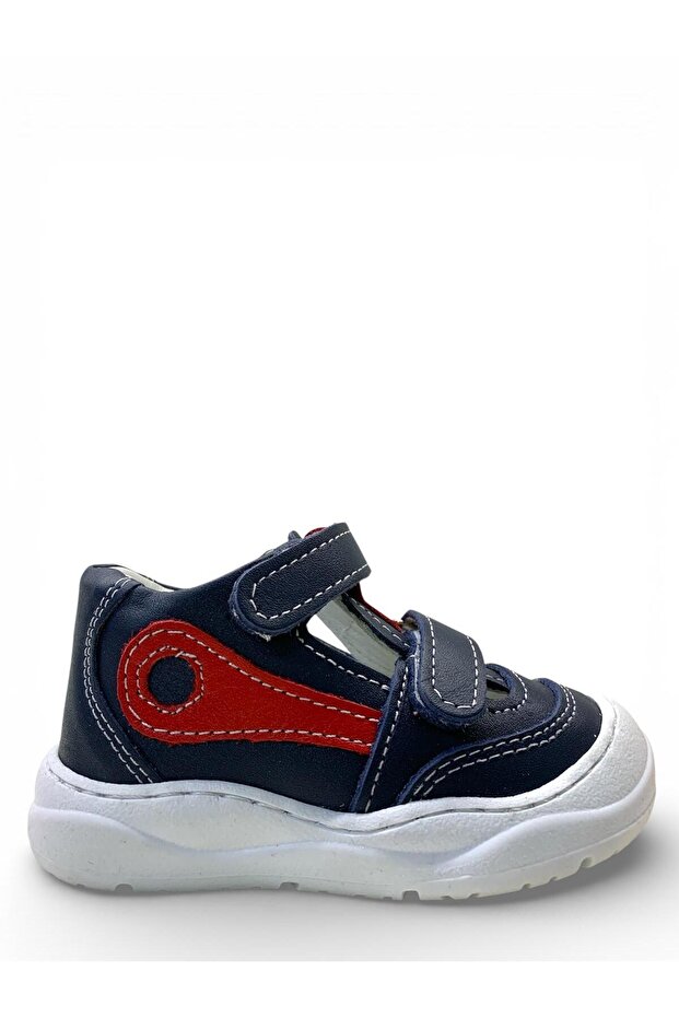 2403 Orthopedic % 100 Genuine Leather Baby Boy Navy Blue/Red Summer First Step Shoes