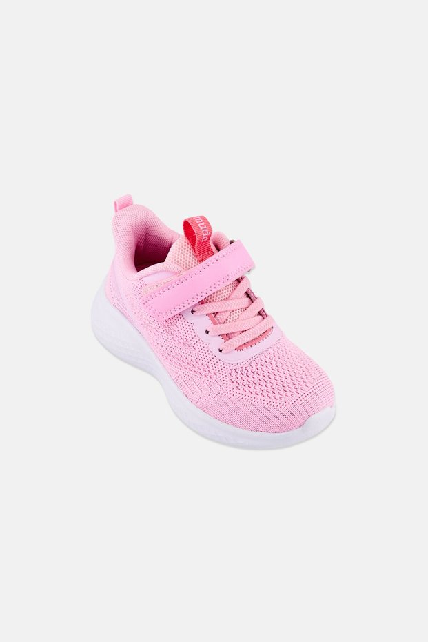 Toddlers Girl Brand Logo Velcro Closure Outdoor Shoes, Pink