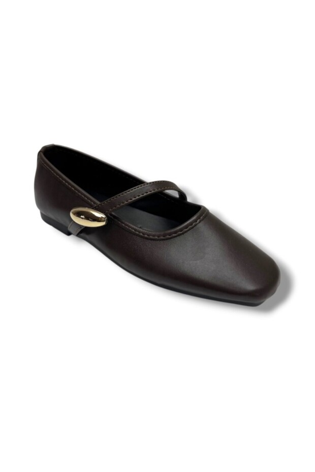 Ceylan shoes 123-26 genuine leather buckled single strap anatomical women's flats