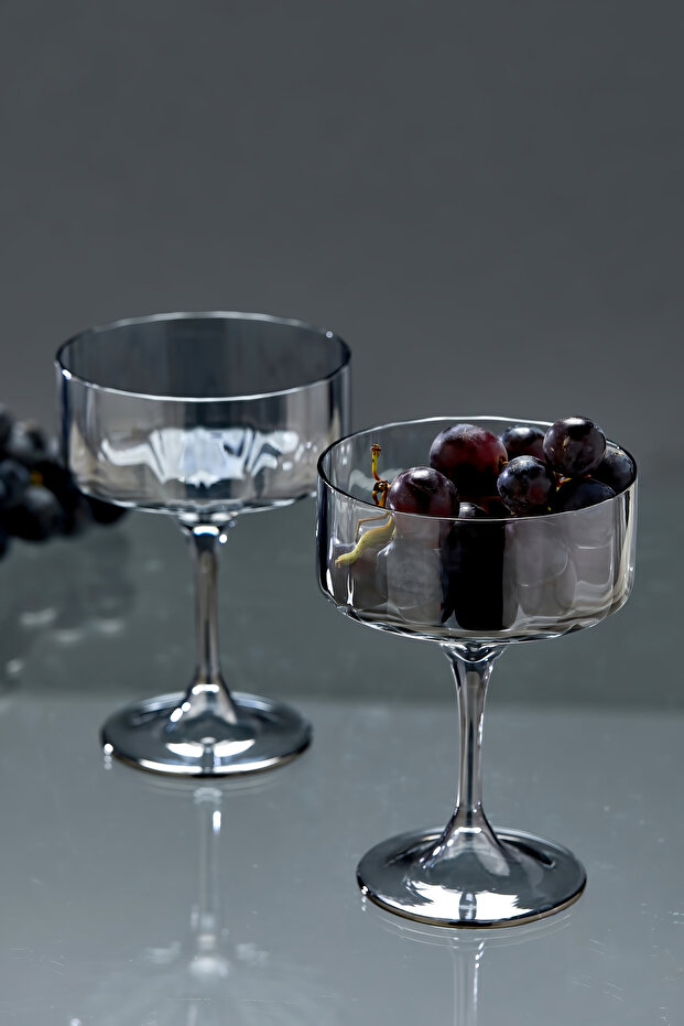 360 ml Set of 2 Borosilicate Glass Presentation Bowls with Glass Legs Ckr3637