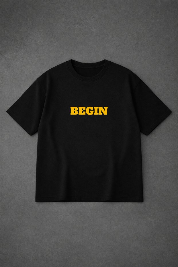 Oversized T-Shirt Begi̇n B Printed 100% P Cotton T-Shirt Comfortable Fit