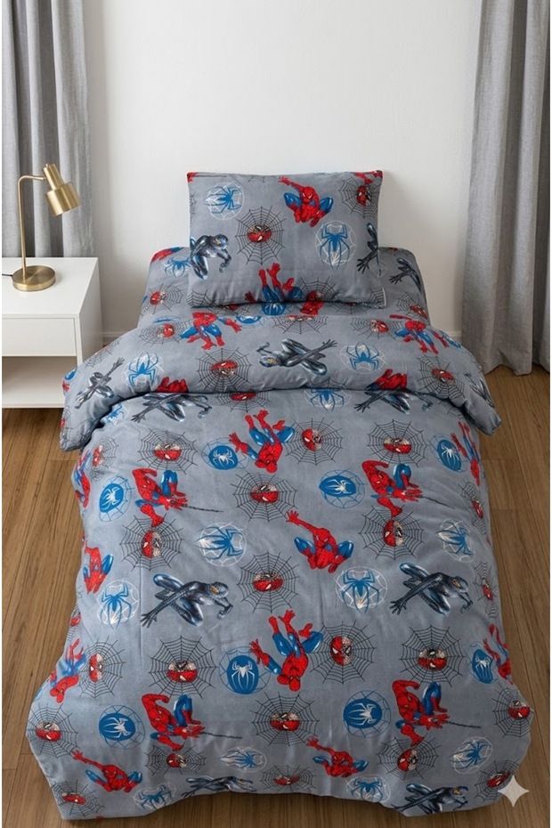 طقم غطاء لحاف فردي من نوع ÖRÜMCEK ADAM منقوش باللون الرمادي - 3