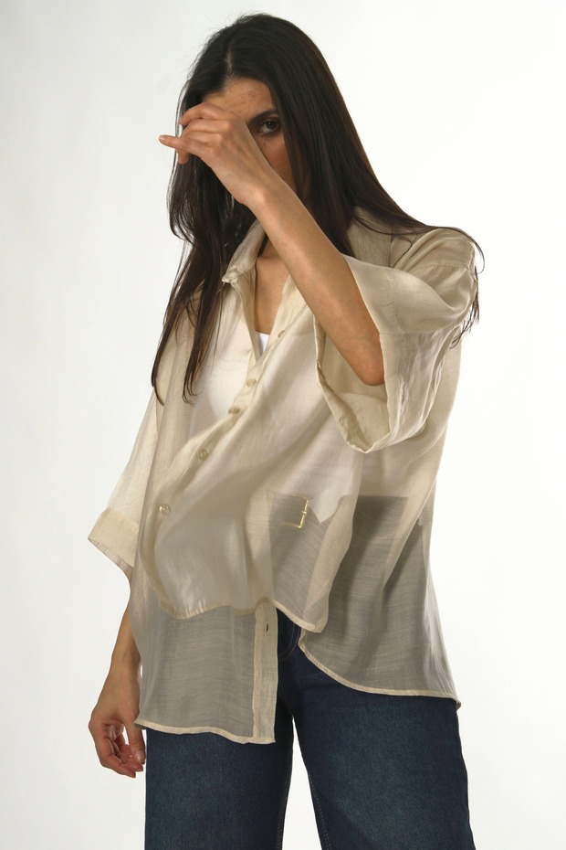 Women's Oversized Silk I Short Sleeve Shirt