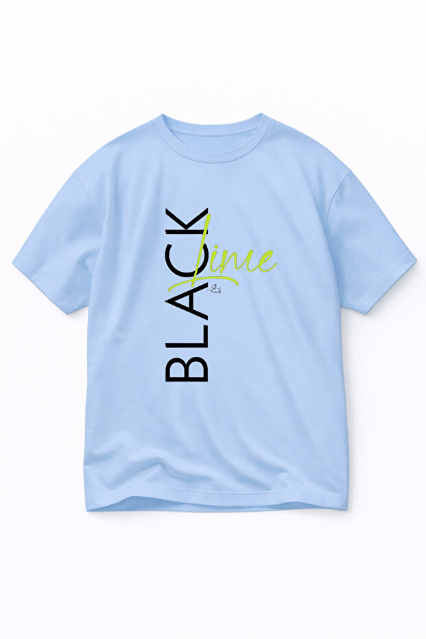 تي شيرت كبير الحجم BLACK LIME B مطبوع %100 P قطن تي شيرت مريح