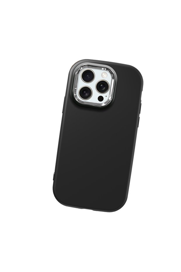 iPhone 15 Pro Max Compatible Camera Protected Black Soft Silicone Phone Case Patterned