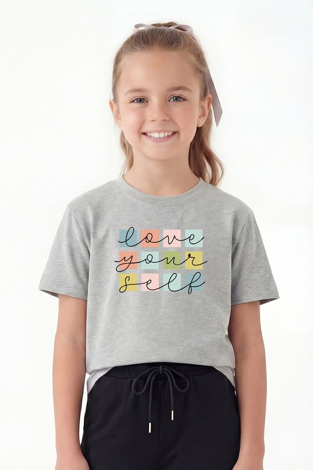 Round Neck Print Detailed Girls' T-Shirt