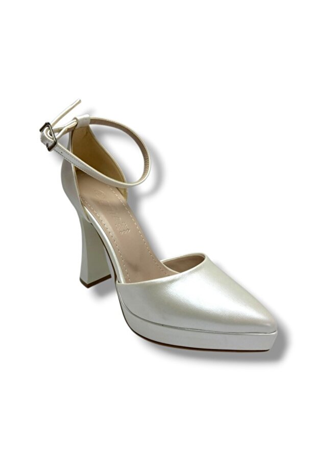 184-26 White Leather Platform Heel Women's Evening Dress Shoes(11cm)
