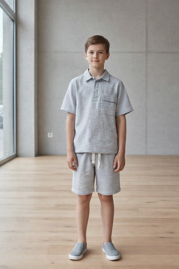 T-Shirt and Shorts Set for Ages 8-14 - Blue